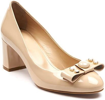 BOBERCK Jackie Collection Patent Leather Women's Court Shoes (10 US, Beige)
