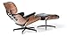 Produktbild MLF Klubsessel und Polsterhocker Eames Sperrholz, mit Hochwertigem Leder(Schwarz, Anilin Leder, Walnuss)