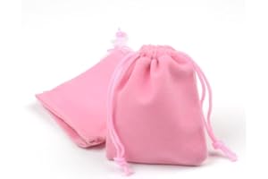 GELIMY 10PCS Soft Coloful Velvet Pouches Bag Jewellery Packing Drawstring Wedding Party Gift 5 Sizes (7X9CM, PINK)