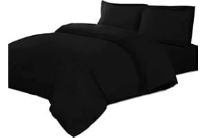 Linens World 200 Thread Count 100% Egyptian Cotton Duvet Quilt Cover Bedding Sets with Pillow cases (Black, King)