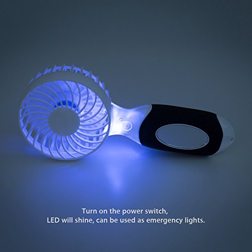 LIFU Mini USB Handverntilator Leise Tragbar Elektrische persönlichen Vielzweck-Fan mit Spiegel LED Licht und Wiederaufladbare 18650 Batterie für Hause und Büro, Innen- und Außenbereich - 4