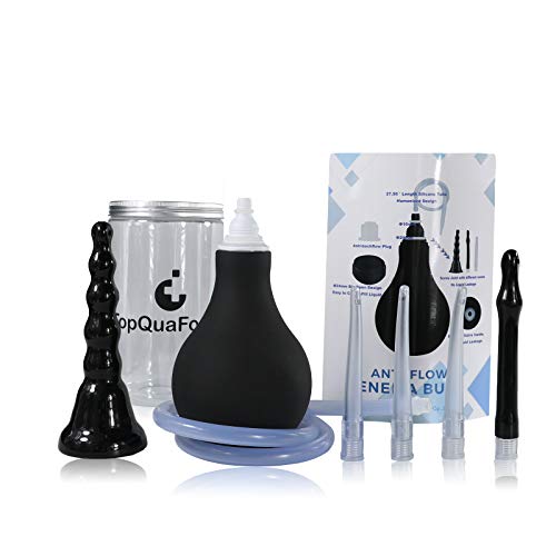TopQuaFocus Dualmodus Klistier + Einlaufset Premium Irrigator Silikon Anal-Spülung,Analdusche und Vaginaldusche hygienischen Darmreinigung Einläufe BPA-frei 320ml (das Schwarz)