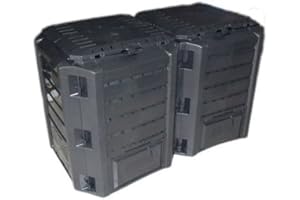 rg-vertrieb Composteur de jardin 800 l, noir, module thermique, bac à compost en plastique