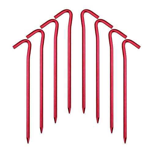Hikemax Ultralight Titanium Tent Stakes - V-shaped Tent Pegs with Reflective Pull Cords & Pouch - Pack of 6