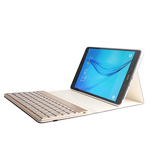 Boriyuan Samsung Galaxy Tab S2 9.7 Bluetooth Tastatur Hülle Keyboard Leder Case Cover mit Alu Bluetooth Tastatur (Deutsche QWERTZ) abnehmbar für Samsung Galaxy Tab S2 9.7″ SM-T810/T815 (Braun) - 4