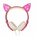 Produktbild samLIKE Kopfhörer Katzenohren Leuchtend für Kinder Over Ear Gaming Headset mit Kabel für Damen Niedlich Headphone Noise Reduction mit LED Licht für PC, Laptop, Tablets, Handy (B)