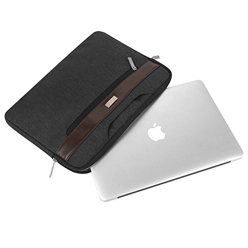 MOSISO Polyester stoßfeste Laptop Hülle Tasche Umhängetasche mit Horizontaler PU Streifen für 14-15.6 Zoll MacBook Pro 2016, MacBook Pro, Notebook Computer, Schwarz - 5