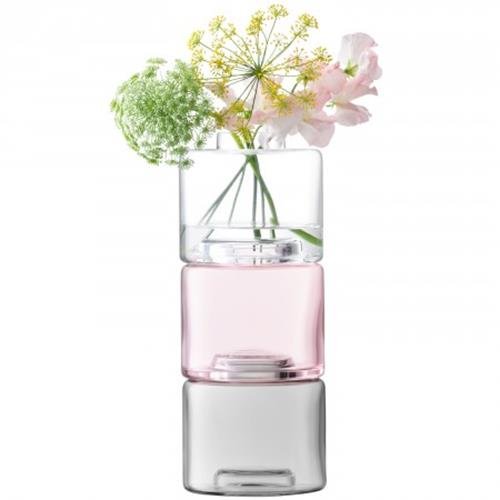 LSA International Stack Vase Trio, Glas, klar, 30 cm - 3