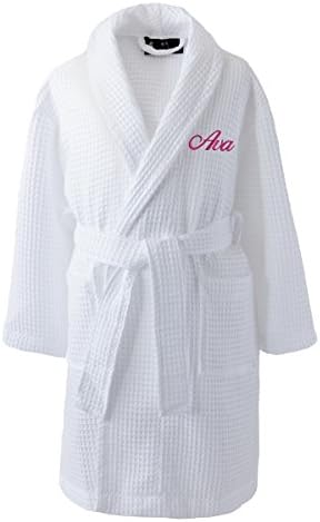 Harlequin Designs Personalised Junior/Kid's Waffle Dressing Gowns, 2-3 YS (Chest Embroidery)