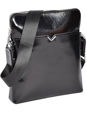 Italienisches Leder Kreuzkörper Organizer Tasche Slimline Schulter Messenger Tasche H9819 Schwarz