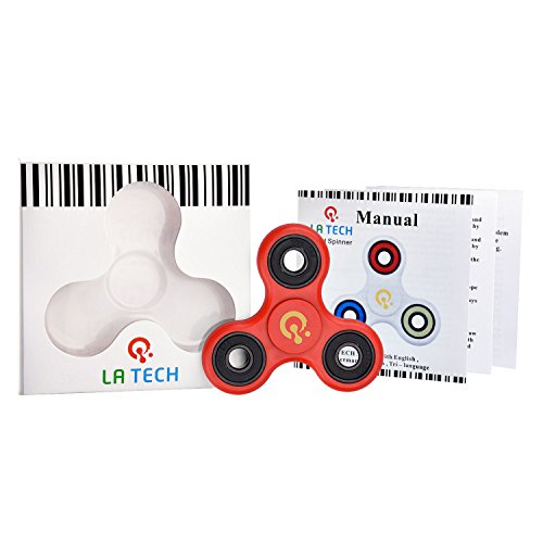 LA TECH Hand Spinner Finger Tri-Spinner Fidget EDC Focus Toy Unruhe Kreisel Spielzeug Fidget Toy Trio Kugellager für ADS, ADHS, Angstzustände und Autismus Erwachsene Kinder (Rot) - 4