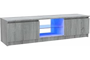 vidaXL TV Cabinet with LED Lights Living Room Furniture Sideboard Entertainment Centre TV Console Media Unit HiFi Cabinet Grey Sonoma