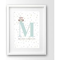 Geburtsanzeige personalisiert ungerahmt, Buchstabe türkis mit Eule