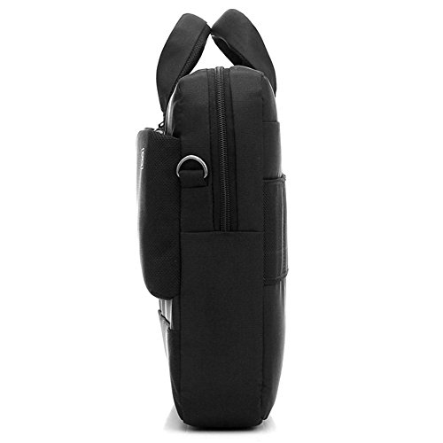 BRINCH 15,6 Zoll Nylon Gewebe leicht Laptoptasche Umhängetasche Business Tasche Schultertasche Henkeltasche mit Fronttasche und Trageriemen für 15 – 15,6 Zoll Laptop / Notebook / MacBook / Ultrabook / Chromebook / Tablet Computer,Schwarz - 9