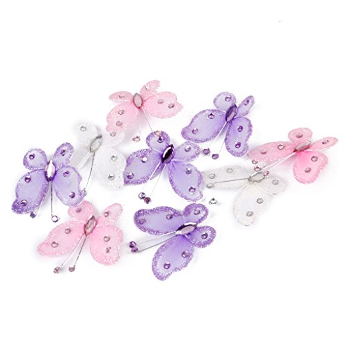 Phenovo Drahtgebundenen Netz Strumpf Glanz Schmetterlinge 5×4.5 cm 50 St. Weiß - 4