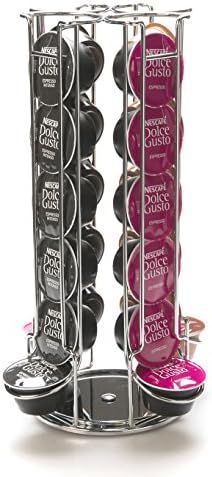 Poddok Dolce Gusto Compatible 24 Coffee Capsule Holder Stand with 360 Rotating Base, Chrome