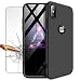 Produktbild iPhone XS Hülle, iPhone X Hülle, JINCHANGWU 360 Grad Ganzkörper Schützend Schutzhülle mit Panzerglas Displayschutzfolie 3 in 1 PC Case Anti-Kratzer Cover für iPhone XS/iPhone X (Schwarz)