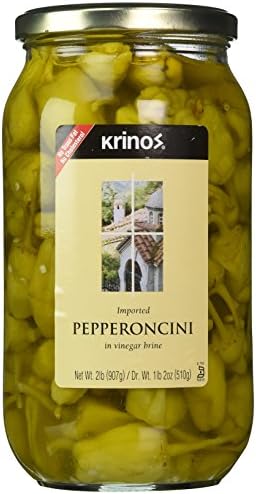 Krinos Imported Pepperoncini in Vinegar Brine, Bold Flavor, Crunchy, Ready to Eat – 2lb (907g) Jar