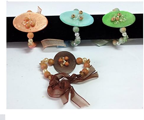 Discount Etnico VEIL RIBBON, MOTHER OF PEARL AND GLASS BEADS BANGLES