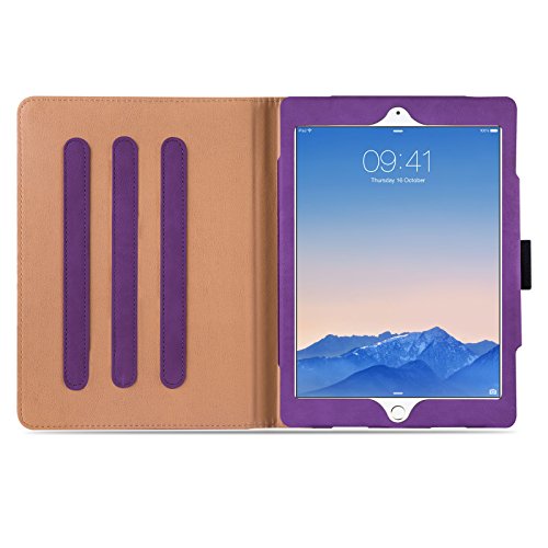 iPad Air, Air 2 & iPad 9.7″ 2017 Hülle – JAMMYLIZARD Ledertasche Smart Cover mit Standfuktion für iPad Air (5. & 6. Generation) & iPad 9.7″ 2017, VIOLETT & HONIG, [MIT STIFT-HALTER] - 6
