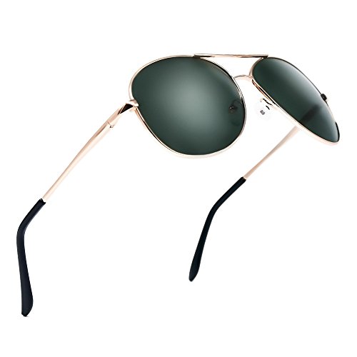 Gafas de Sol Aviador Hombre Mujer Clásico Estilo Marco Metal Lentes Polarizadas(GREEN) - BLDEN