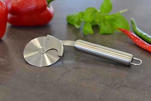 ZEISIG Premium Pizzaschneider, Pizzaroller, Flammkuchenschneider, Pizzarad, Edelstahl, spülmaschinengeeignet, mit ergonomischem Griff, Fingerschutz und praktischer Öse zum Aufhängen, Profi Pizzacutter - 2