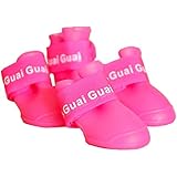 TOOGOO (R) Rosa rot L, Haustier Schuhe Hundeschuhe Gummi Hund Wasserdichte Regen Stiefel