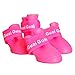 Produktbild TOOGOO (R) Rosa rot M, Haustier Schuhe Hundeschuhe Gummi Hund Wasserdichte Regen Stiefel