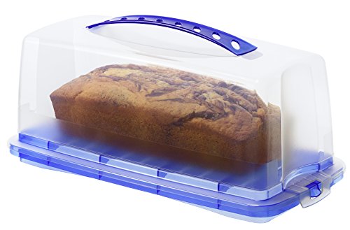 Rotho 1722502039 Kuchenbehälter Kuchenbutler rechteckig Fresh aus Kunststoff mit sicherem Verschluss und bequemem Tragegriff, circa 36 x 16,5 x 16,5 cm, rot/transparent - 2