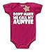 Don't Make Me Call My Auntie Print Cerise & White 0 - 3 Months