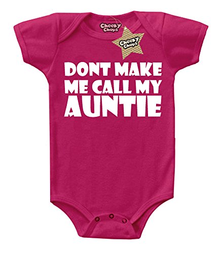 Don't Make Me Call My Auntie Print Cerise & White 3 - 6 Months