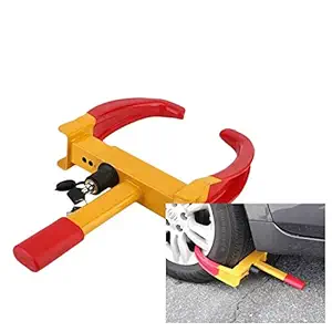 TORIOX Universal Heavy Duty Anti Theft Protective Car Wheel Lock Security Tyre Clamp for All Cars (Red and Yellow)