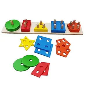 Wembley Wooden Sorting, Stacking & Plugging Toys Geometric Blocks Shape Sorter Learning Educational Early Development & Activity Toys for Baby Boy Girl Puzzles Game