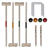 Hecho de madera de pino macizo, el juego de croquet es robusto y fuerte para años de diversión.