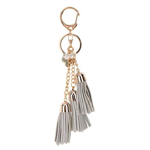 Preisvergleich Produktbild Beiläufige PU Leder Quasten Keychain Beutel Anhänger Geldbeutel Dekor Schlüsselanhänger Handtasche Charme - SILBER, one size