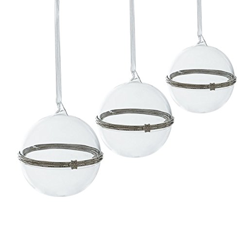 Deko-Kugeln zum individuellen Befüllen - Glas / Metall - Transparent - 3er Set