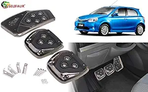 Selifaur - 3 Pcs Black Non-Slip Manual Car Pedals kit Pad Covers Set for Toyota Etios Liva