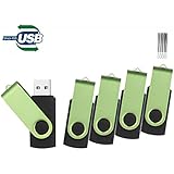 TEWENE 5pcs 4GB Swivel Pen High Speed USB 2.0 Memory Sticks (Green)