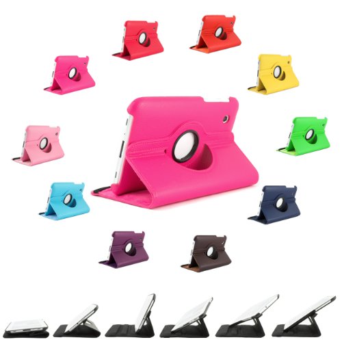 360 ° 7.0 Luxus Tasche SAMSUNG GALAXY TAB 2 7.0 P3100 P3110 Hülle Schutz Etui Tasche Cover Case mit Ständerfunktion (Pink) - 5