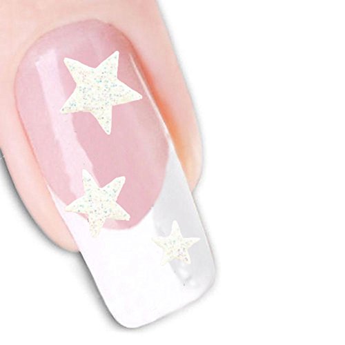 Nail Art 3d Glitter Stickers - Stars (White)