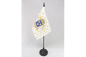 AZ FLAG Kingdom of France Angels Table Flag 4'' x 6'' - French royal Desk Flag 15 x 10 cm - Black plastic stick and base