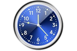 BOOYAH.UK Stick On Mini Analogue Car Dashboard Quartz Clock Waterproof Motorcycle Boat Fridge Blue