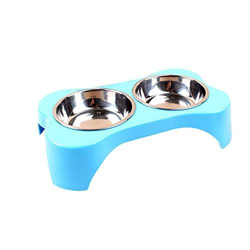 Togather-Stainless-Steel-Plastic-Rubber-Double-Bowl-Pet-Feeder-Rustic-Bone-Raised-Stand-Feeding-Tray-Food-Water-Bowls-for-Small-Dogs-and-Cats