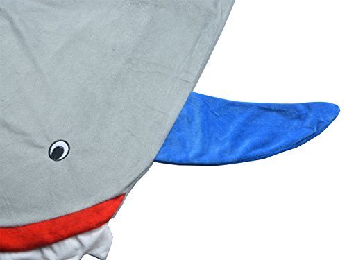 Sinland Shark Decken Mermaid Tail Blanket and Shark Sleeping Bag Grau & Blau - 5