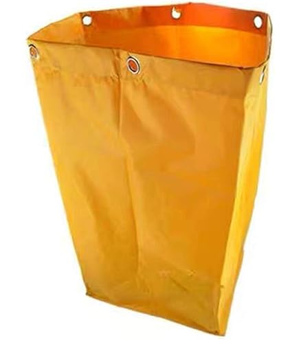 Replacement Janitorial Cart Bag, High Capacity Waterproof Thickened Housekeeping Commercial Janitorial Cleaning Cart Bag With 6 Brass Grommets - 25 Gallon (Brown With 5 Pockets