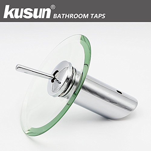 Kusun® Moderne Armaturen Badezimmer Waschbecken Armaturen Luxus Chrom Finish Armaturen mit Glas-Wasserfall-Auslauf mit Messing Wasserhahn Körper und Keramik Kartusche (Warmes und kaltes Wasser Alternative) KT026M - 6