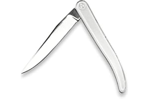 Laguiole Evolution - Couteau de Poche - Couteau Pliant - Manche en abs bi-Injection Blanc - Couteau Pliable Nomade - Lame en Acier INOX 28 x 4, 7 x 2, 9