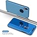 Produktbild QINPIN Smart Clear View Spiegel Flip Leder Ständer Halter Hülle für iPhone XR Blau