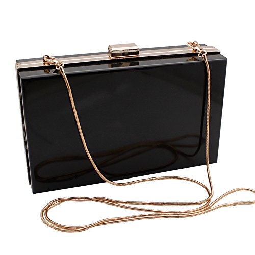 HQdeal Luxus Acryl Abendkupplungen/ Schultertaschen/ Handtasche/ Geldbörse Damen Klein Elegant für die Hochzeit Party- Schwarz