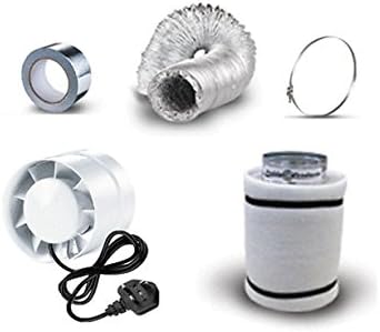 Grow Room Hydroponic Kit Set - Includes Fan, Carbon Filter, Aluminum Ducting, Worm Drive Clip